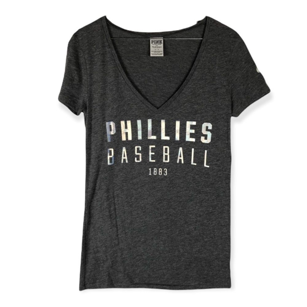 VS PINK Size Small Phillies Baseball Gray T-Shirt